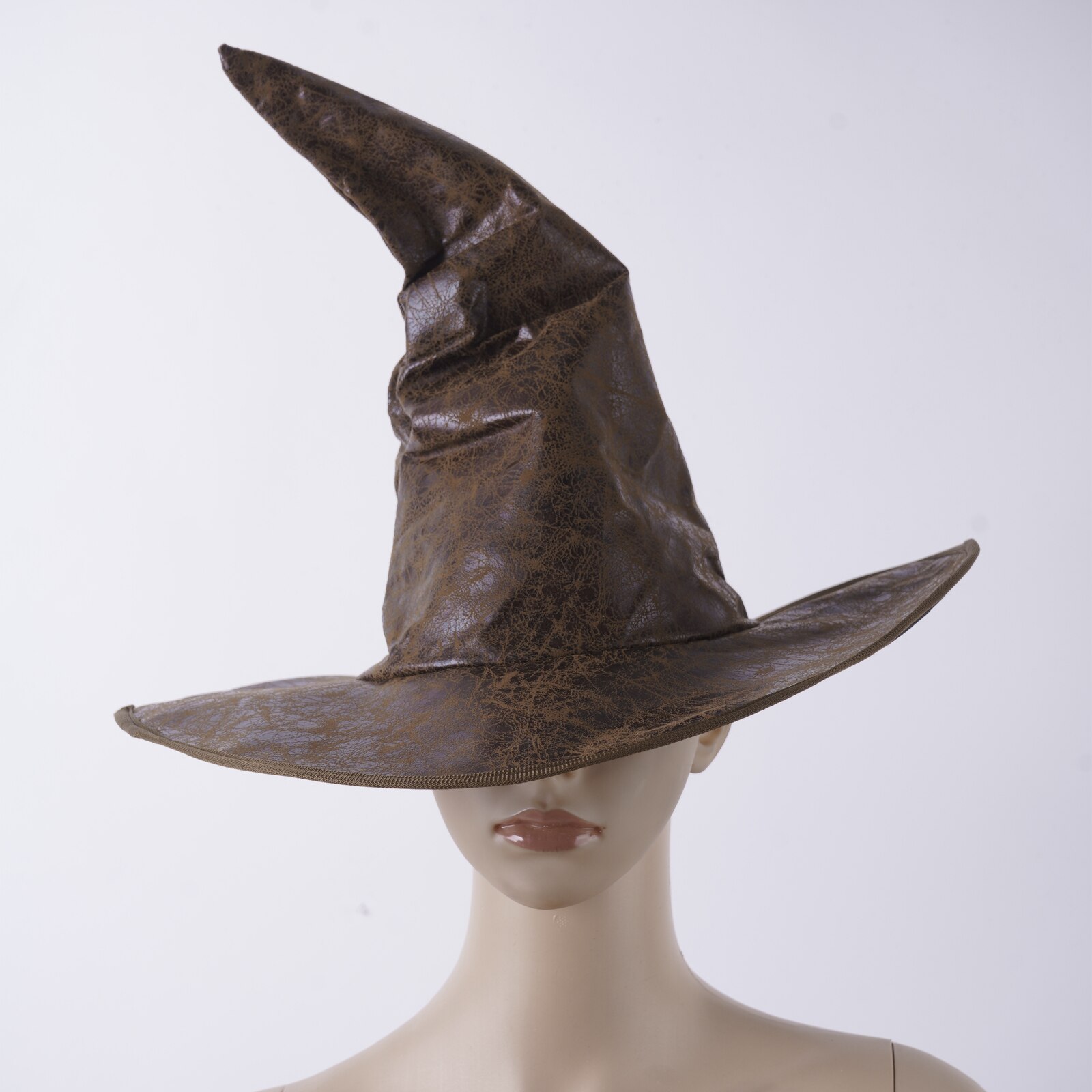 Chapeau de sorcière en Faux cuir pour homme et femme, chapeau de sorcière, pointu, , automne et hiver