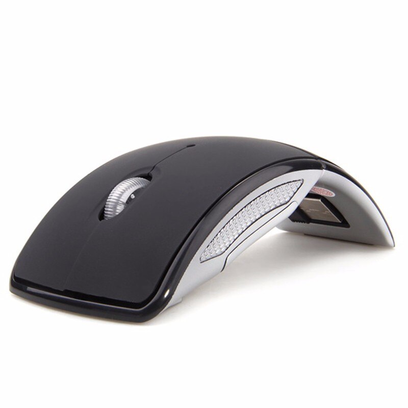 2.4G Wireless Mouse Foldable USB Receiver Folding Optical Mouse/Mice Wireless Computer For PC Laptop Win7/8/10/XP/Vista: black