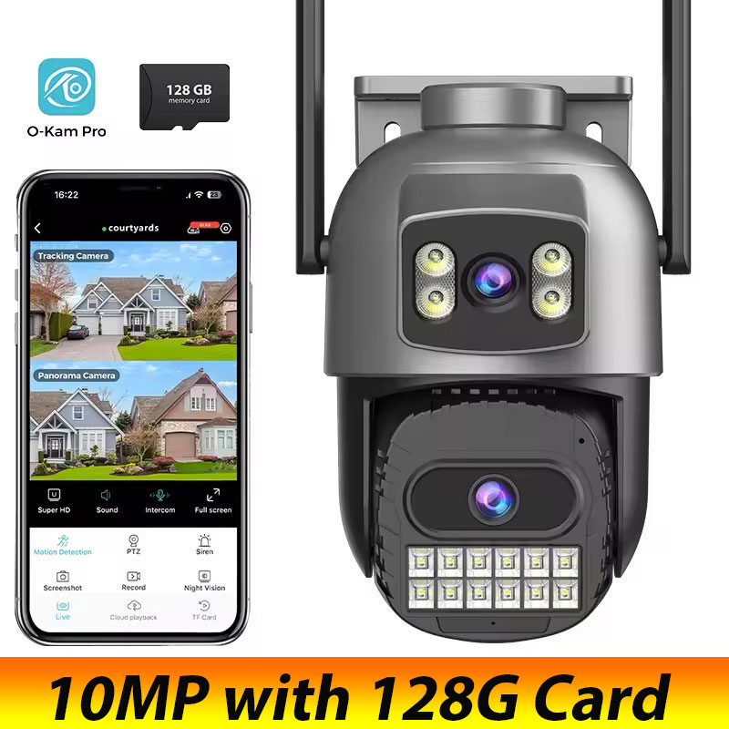 O-Kam Pro-Caméra de surveillance extérieure PTZ WiFi HD 15MP, dispositif de sécurité sans fil, avec suivi automatique et plusieurs écrans, n'aime numérique x10: 1/2.8' / prise ue