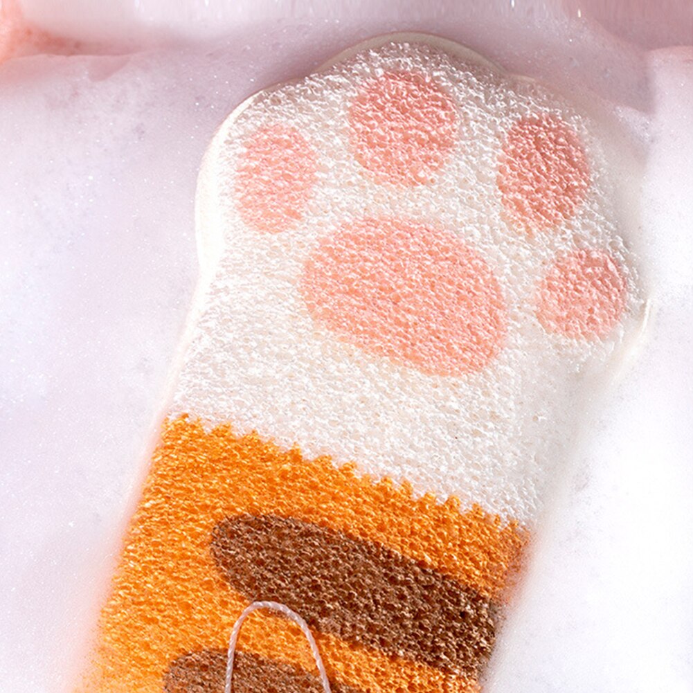 Söt bekväm kroppstvätt extra mjuk hängande dusch hydrofil smutsborttagning rengöring hud hem spa katt tass baby bad svamp