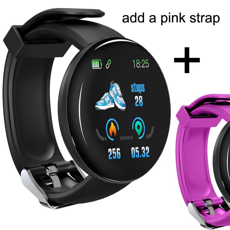 Herenhorloges sportklok dames smartwatch bloeddruk hartslagmeter waterdicht smartwatch horloge voor android ios: Voeg een roze band toe