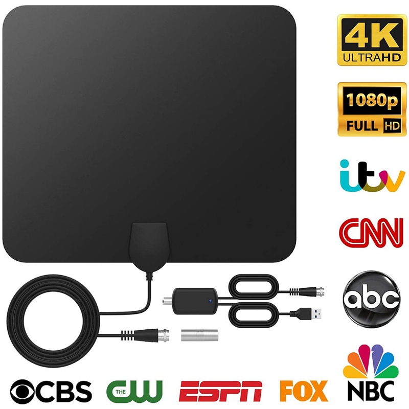 TV Antenna, Amplified Digital HDTV Antenna, Support 4K 1080P HD VHF UHF Local Channels, 80 Miles Range With Amplifier