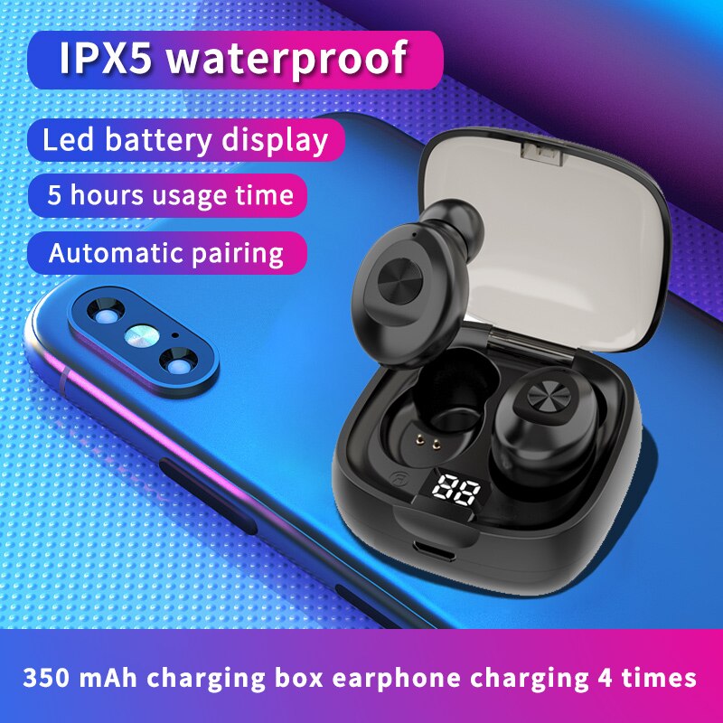 Bluetooth 5.0 Koptelefoon Draadloze Hoofdtelefoon Sport Oortelefoon Headset Stereo Geluid In Oor IPX5 Waterdichte Tws Voor Mode Reloj