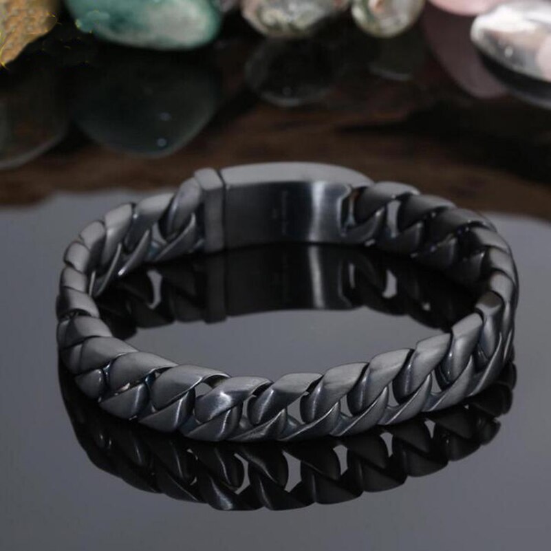 TrustyLan Preto Pulseira de Aço Inoxidável Homens Moda Mens Pulseiras 2017 Chegada Nova Ligação Jóias Acessórios Do Presente do Sexo Masculino Cadeia