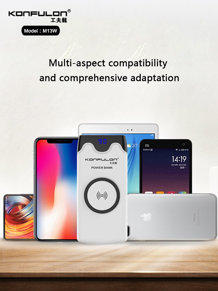 Banco de energía inalámbrico para teléfono móvil, batería externa de carga rápida de 10000 mAh, carga inalámbrica de 10000 mAh para iPhone 12