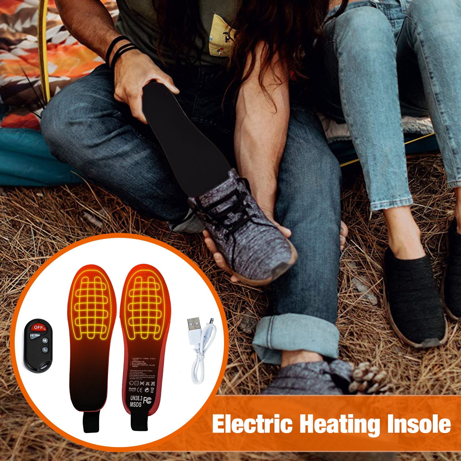 Palmilhas aquecidas elétricas da sapata do aquecimento recarregável de usb palmilhas cortável do inverno do controle remoto inteligente palmilha quente para esportes ao ar livre