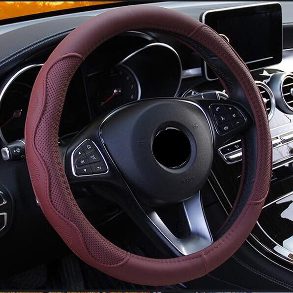 9 farver bilrat dæksel universal volant fletning på rattet skridsikker funda volante auto car styling: Rødvin