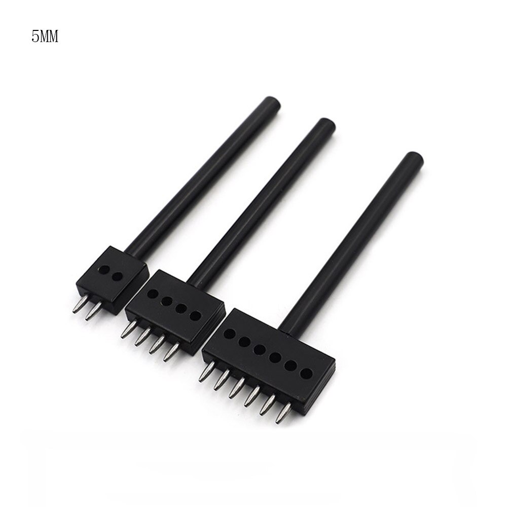 4 5 6 8mm Spacing leather hole punches DIY Hand Perforated Round Stitching Punch Tools Hole Cut Leather Punching Tool 2/4/6/Hole: 5mm 3 pcs