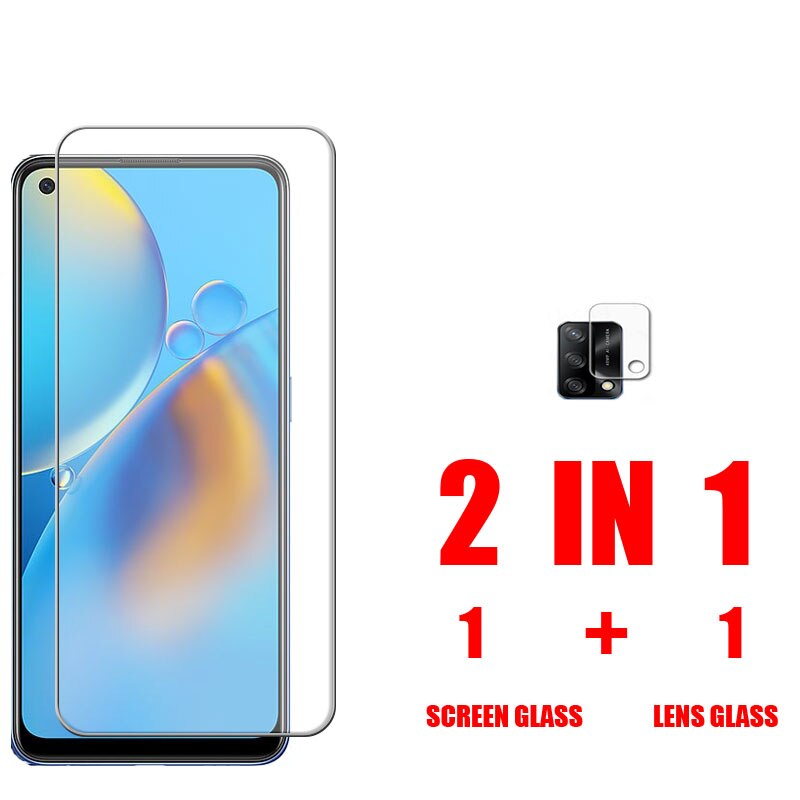 Protecteur d'écran pour OPPO A74 4G/5G, verre trempé, Film d'objectif de caméra, couverture de téléphone: 1 Glass 1 Lens / OppoA74