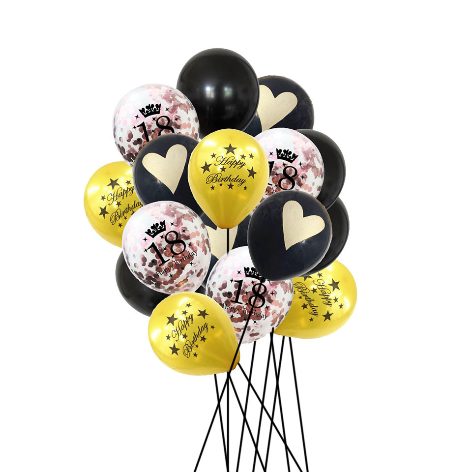 16 pièces 10 pouces 12 pouces Multi Air Ballons Joyeux Anniversaire Décorations De Fête Enfants Adultes Numéro Ballon bricolage Fournitures De Fête: 18 rose gold
