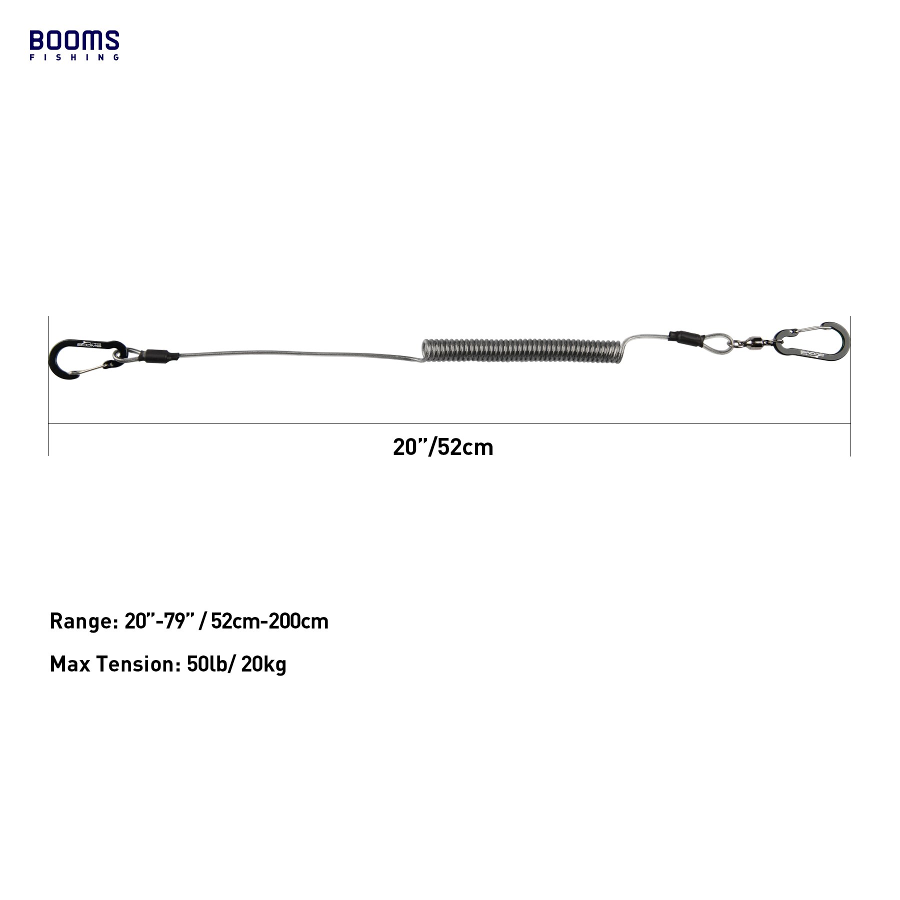 Booms Fishing T02RB1 Fishing Rod Tether Boat Kayak Paddle 2M Heavy Duty Elasticity Lanyard for Fishing Tools Rods Strap 4pcs/Set