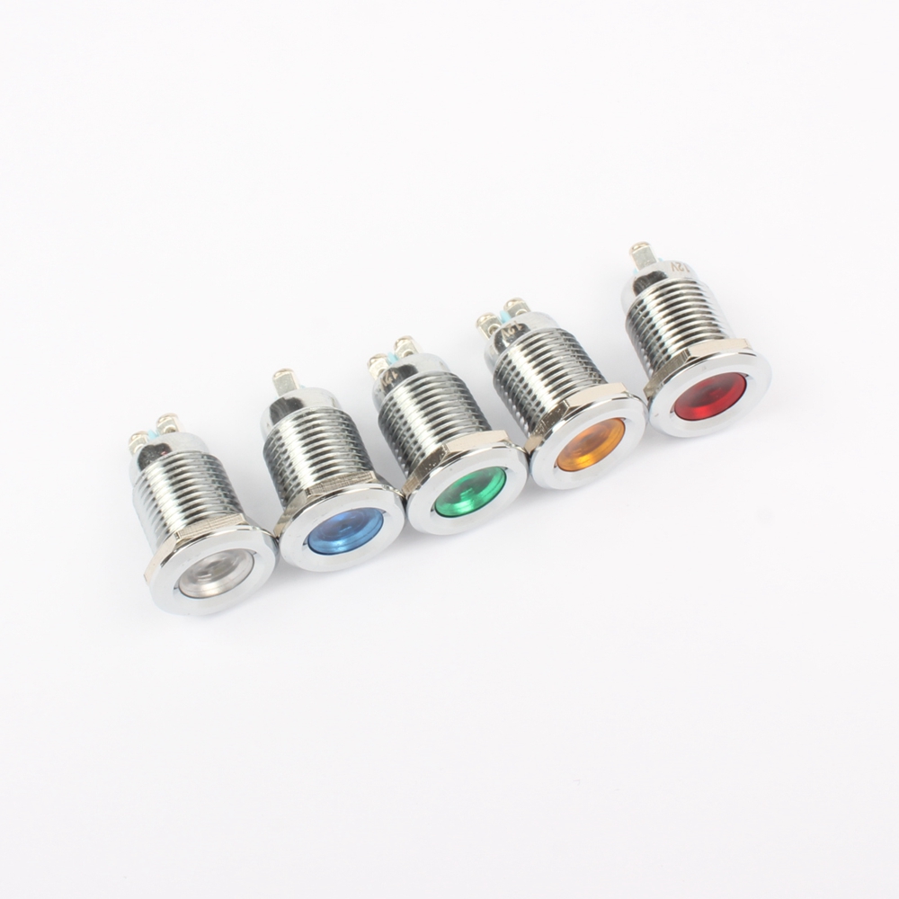 Led metal indikator signal strøm lys 12mm vandtæt 3v 6v 12v 24v 220v skrue terminal tilslut rød gul blå hvid 12 zsd.al