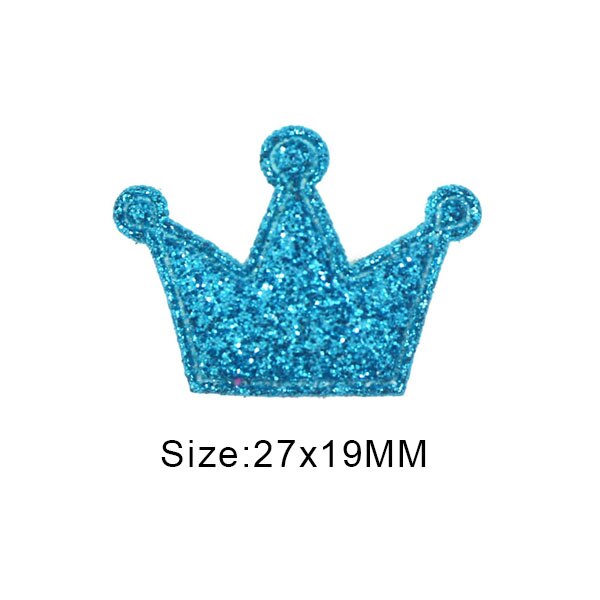 50 Stuks Glitter Gewatteerde Patches Kleurrijke Crown Bling Applicaties Sequin Patches Voor Kleding Diy Hoofddeksels Accessoires Bruiloft Decor: Small Blue Crown