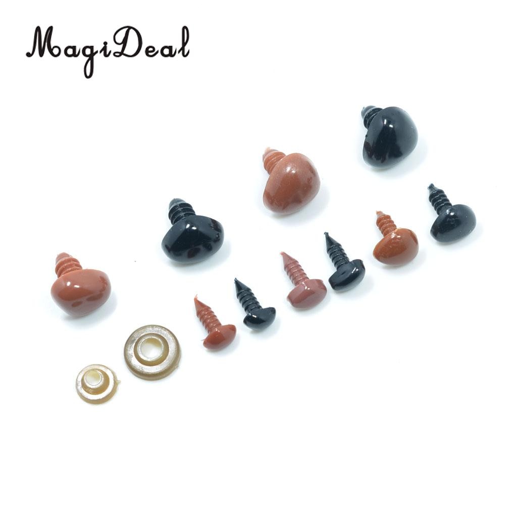 100 Pieces Plastic Safety Noses Eyes For Bear Doll Toy DIY Crafts Brown and Black