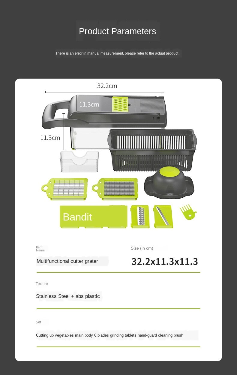 Manual Vegetable Slicer Multifunctional Fruit and Vegetable Cutting Machine Kitchen Practical Food Processor Drain Basket