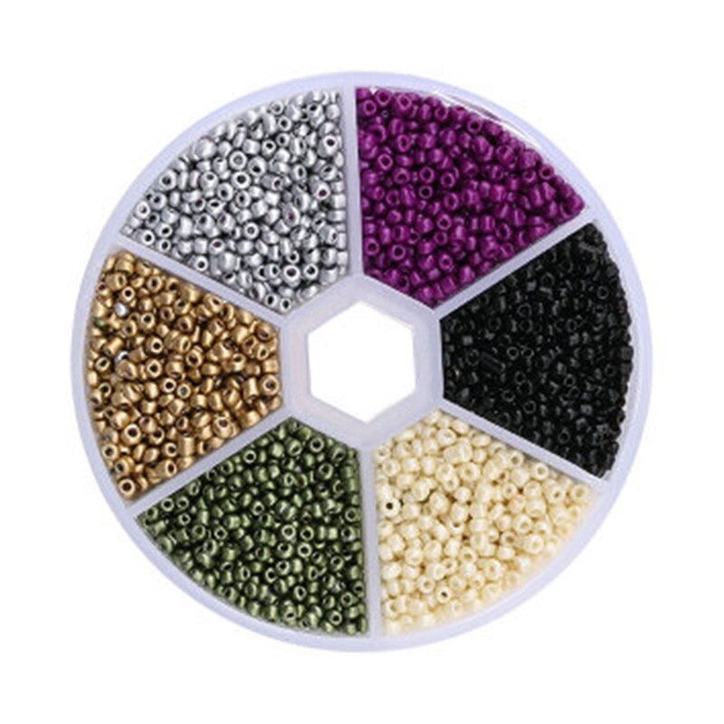 Boxed 2mm Glass Seed Beads Pendant Crystal Gasket Glass Beads for Jewelry Making DIY Handmade Accessories: Dark Series