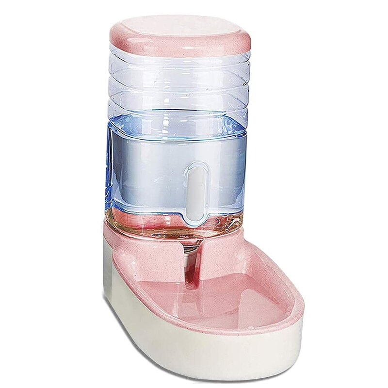 Pets Cats Dogs Automatic Waterer Water Dispenser 3.8 L or Food Feeder Pet Automatic Feeder MDJ998: drinking water pink