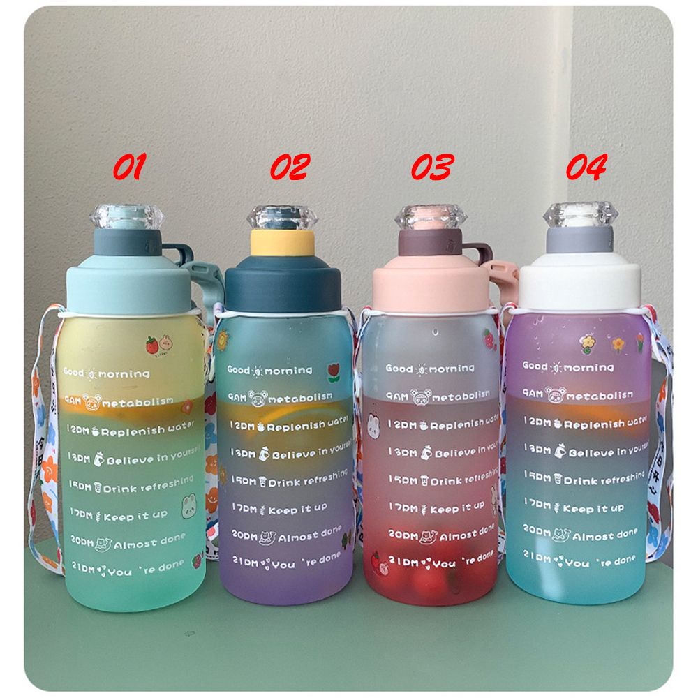 Báscula de tiempo esmerilada para estudiantes, botella de agua de plástico, taza de paja de gran capacidad, 18L