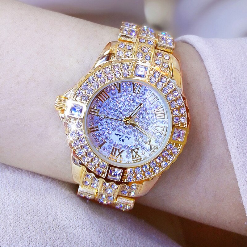 Mode Vrouwen Horloge Met Diamond Gold Horloge Dames Top Luxe Dames Casual Vrouwen Armband Horloges Relogio Feminino