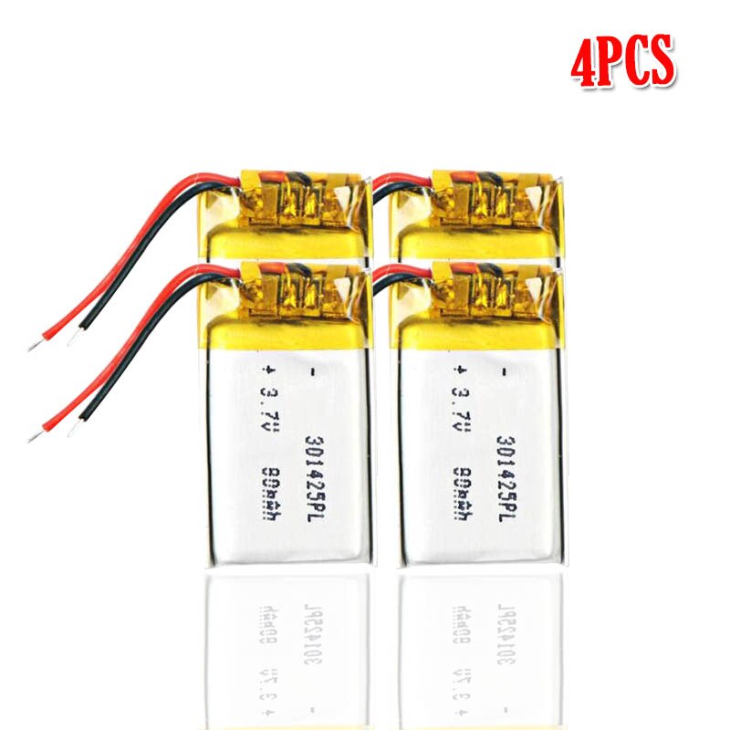 3,7 V 80mAh 301425 Lithium-Polymer Li-Po li ionen Akku Für spielzeug Bluetooth kopfhörer lautsprecher MP3 MP4 GPS Lipo zelle: 4Stck