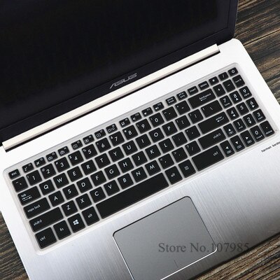 Til asus vivobook 15 n580gd n580v nx580 r560ud r560u r560 15 15.6 tommer silikone laptop tastatur cover skin protector film: Sort