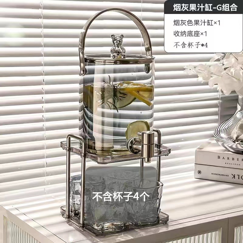 Glass Cold Water Kettle with Faucet Beer Barrel High Temperature Resistant Teapot Modern Domestic Kettle Beverage Bucket: Clear