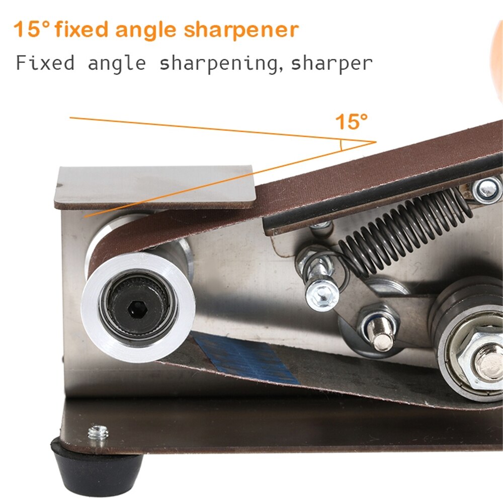 Mini Electric Belt Sander 15 Degree Edges Sharpener with 10 Abrasive Belt Multifunction Cutter Edges Polishing Grinding Machine