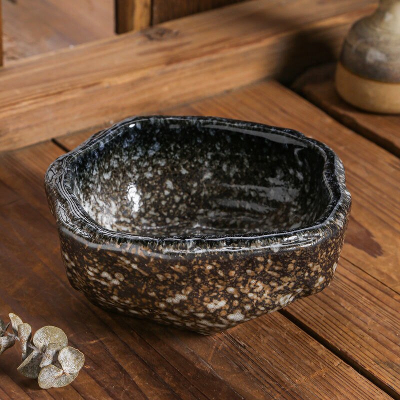 Japanese Stone Pattern Odd Bowl Fruit Salad Bowls Ceramic Bowl Restaurant Snack Bowl Vegetable Tableware Bowl: C
