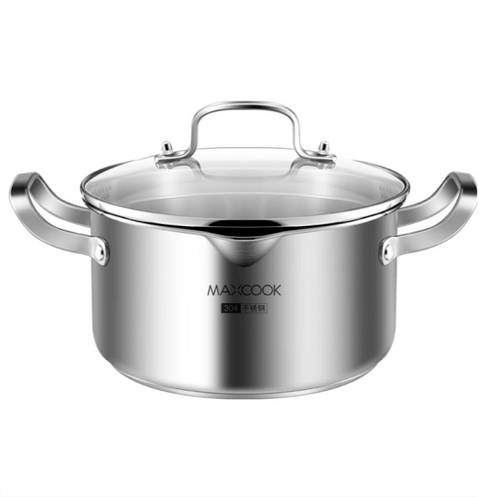 Stainless Steel Stock Pot Casserole Cooking Stockpot with Toughened Glass Lid and Non-Slip Stay-Cool Handles