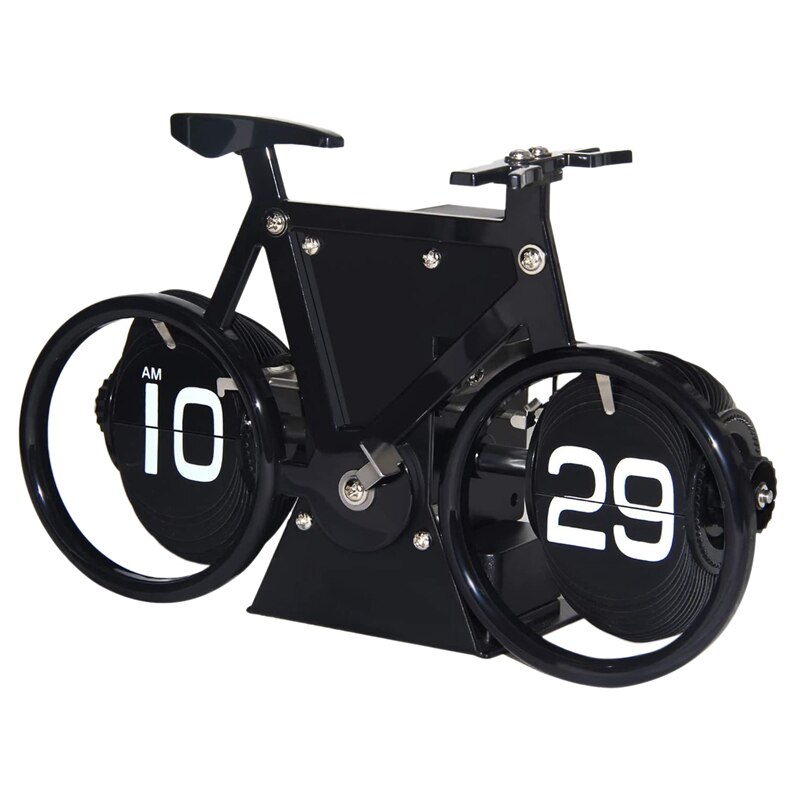 Flip Clock Retro Style Bicycle Shaped Flip Clock Classic Mechanical Desktop Clock, Digital Display for Office Decoration: Default Title