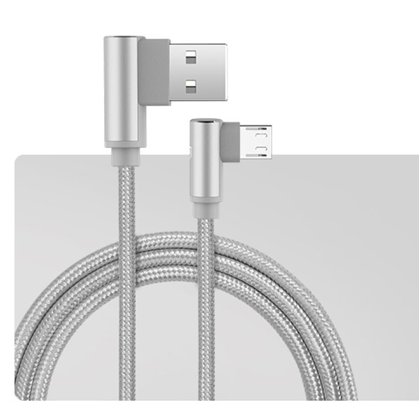 EECPT 3A Micro USB Charger Kabel 90 Graden Opladen Data Draad Microusb Telefoon Kabel voor Android Samsung S7 S6 Xiaomi honor Cord: Silver