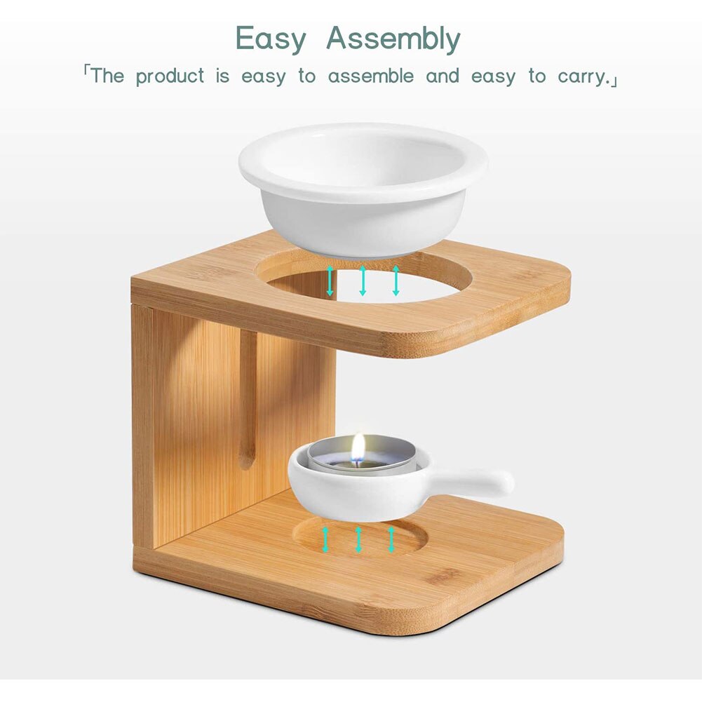 Houten wierookbrander met essentiële olie, geurende wasverbrander met kaarsenhouder, aromatherapie-aroma-ontsteker
