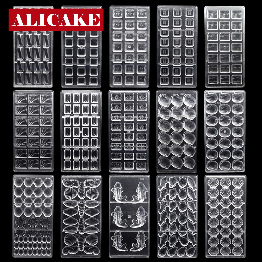 3D Polycarbonate Chocolate Molds Tray Forms For Baking Chocolate Bar Cake Thick Mould Pastry Tools for Bakery Mold