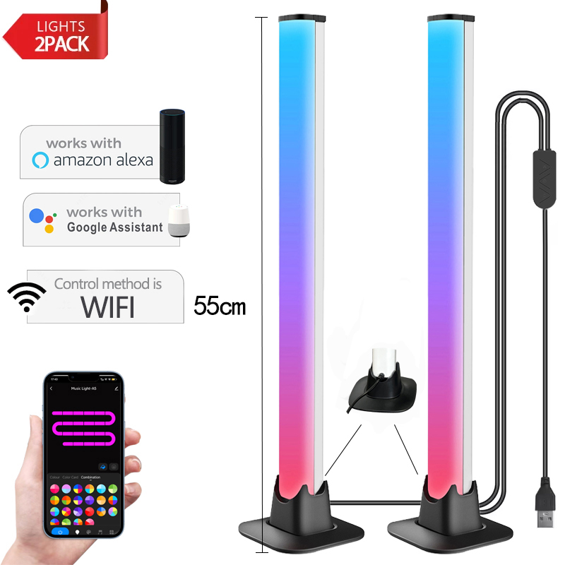 30/55cm RGB rétro-éclairage barre bureau atmosphère lumière LED musique rythme détection décoration lampe jeu chambre Festival veilleuse: Violet