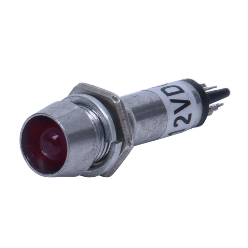8mm led advarselslampe dashboard 12v kontrolindikator lys rød 1 stk