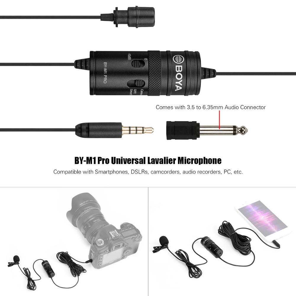 BOYA micro cravate BY-M1 Pro clipsable micro à condensateur filaire 3.5mm Studio micro pour Smartphone Mac Vlog DSLR caméscope Audio 5.0