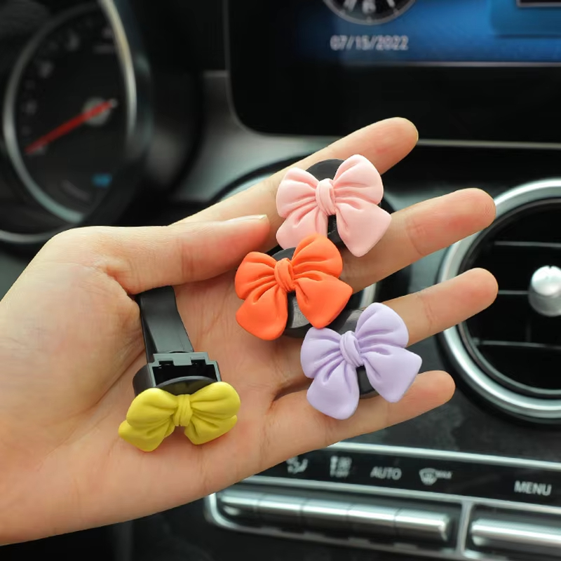 Désodorisant de voiture avec nœud papillon, parfum de style de voiture, odeur naturelle, clip de sortie de climatiseur, accessoires automobiles