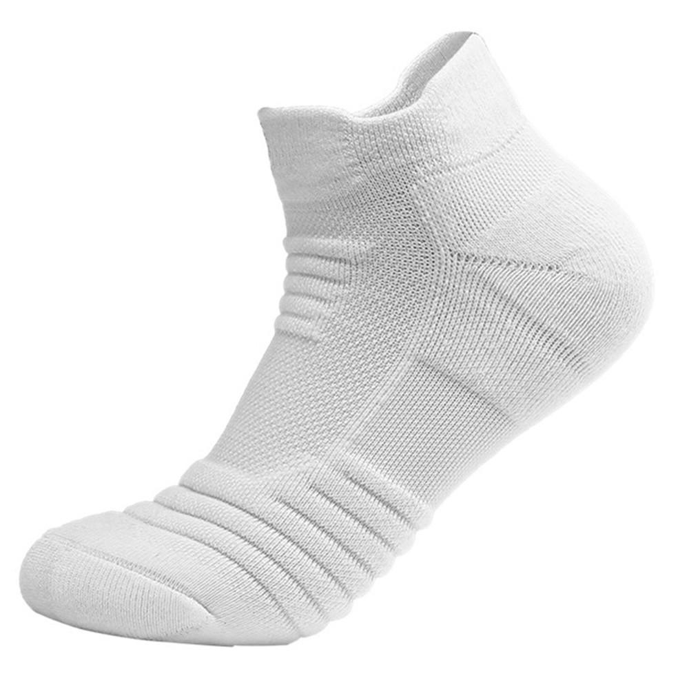 Ademende Sport Korte Sokken Effen Kleur Dikker Mannen Running Voetbal Basketbal Sokken Elastische Sport Socki Mannelijke Katoenen Sokken: White 43-46