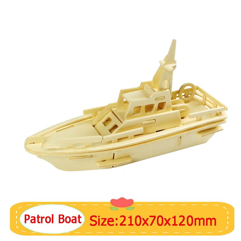 3D Puzzle Wooden Jigsaw Toys Plane Series Vehicle Model Education Toy Game For Children Wood Jigsaw Puzzles Christmas: Patrol Boat