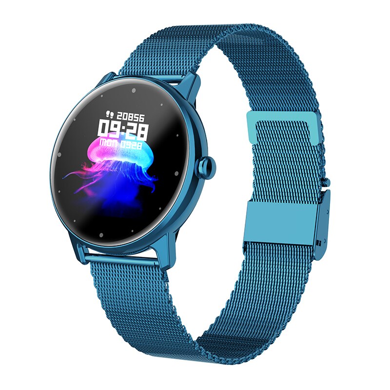Dames Smart Horloge IP68 Waterdichte Fitness Tracker Hartslagmeter Full Screen Smart Horloge Voor Xiaomi Android Ios: steel blue