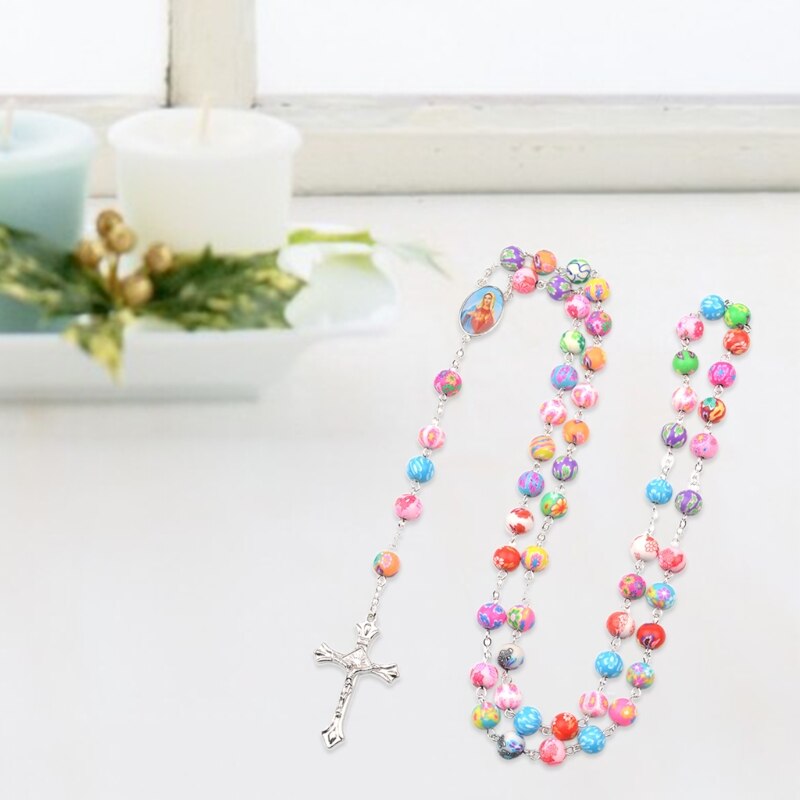 Chapelet Catholique Kinretixia - Perles Blanches 6mm - Croix Argentée - Cadeau Communion/Confirmation