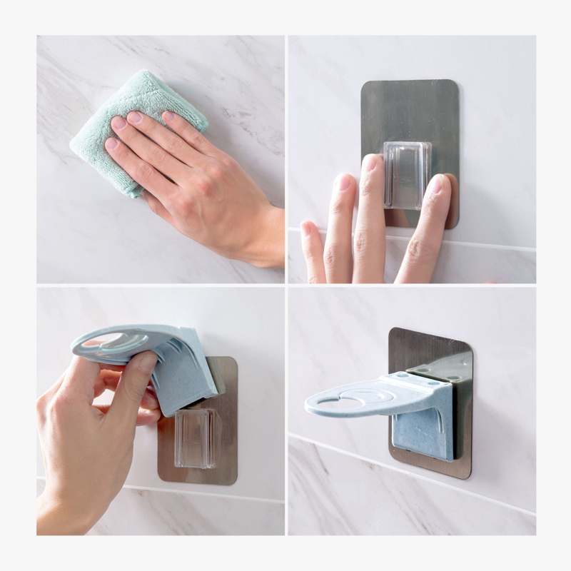 Shower Gel Dispenser - Wandmontage - Geen Boren - 6 Stuks Zeepdispenser Houder Rvs Badkamer Rek Shampoo Houder Zelfklevende Wandhouder