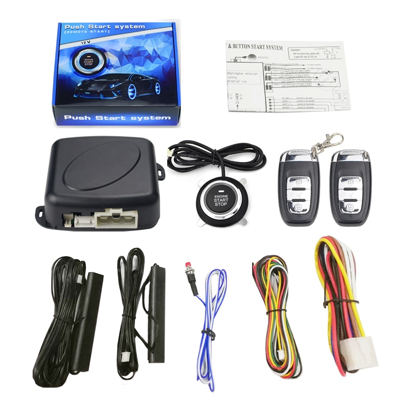 12V Auto car keyless entry start system one start stop engine push button vehicle alarm PKE remote start dropshiping