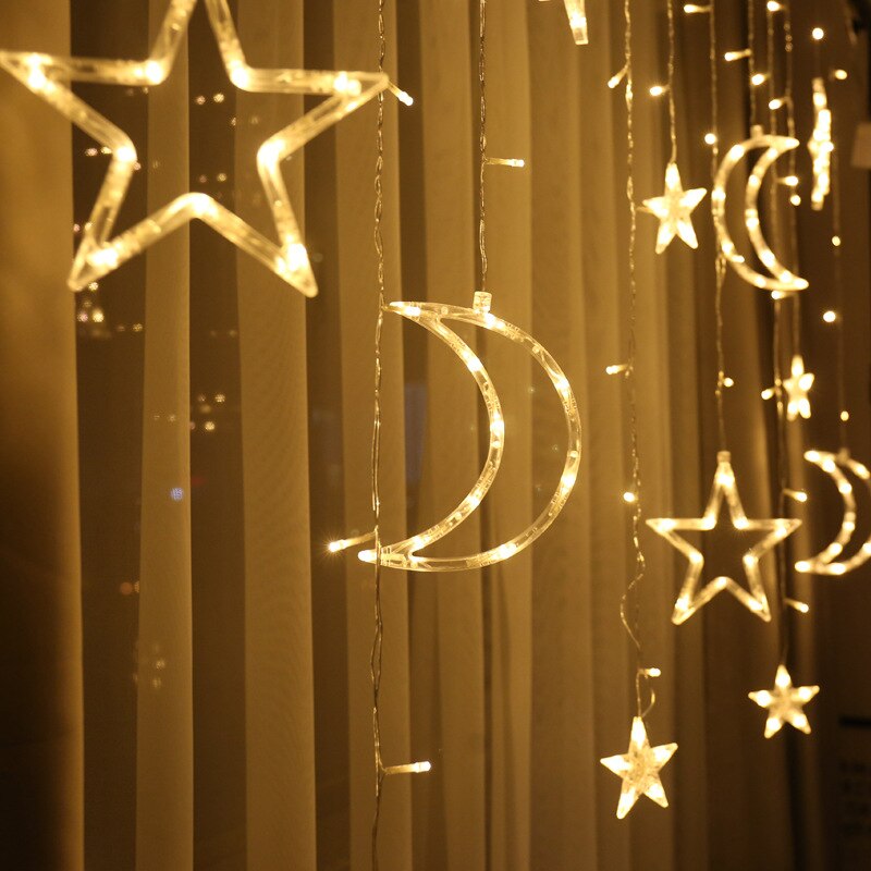 3,5 M Mond Sterne Lampe LED Lampe Schnur eins Weihnachten Lichter Dekoration Lichter Vorhang Lampe Hochzeit Nentern 220v Gebühr licht