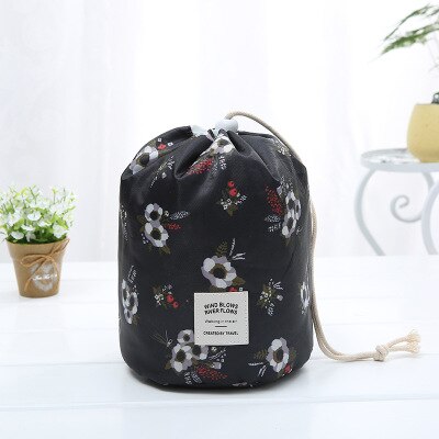 Multifunctional Storage Bag Waterproof Portable Cosmetic Bag Female Cosmetic Bag Travel Bag Beauty Bag travel Storage Bag: Black flowers