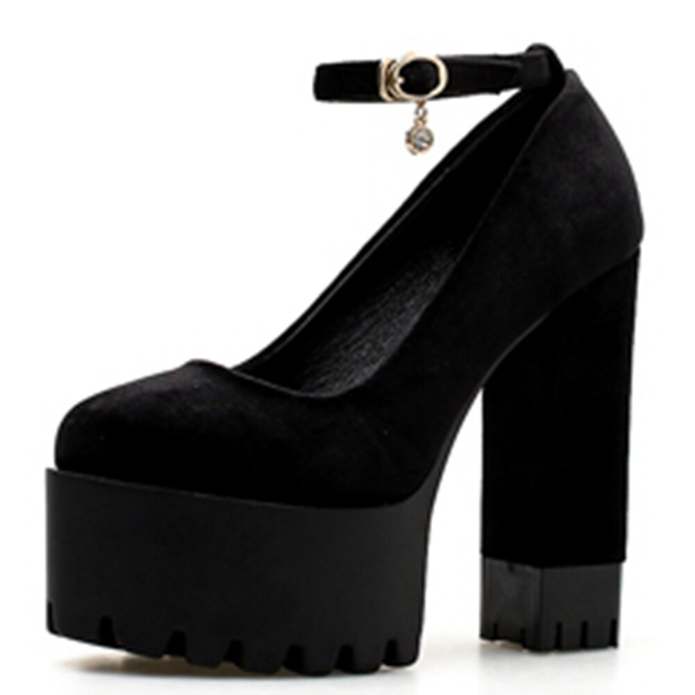 Sarairis Platform Summer Shoes Woman Pumps Female Chunky High Heels Buckle Strap Concise Pumps Women Shoes: 8.5