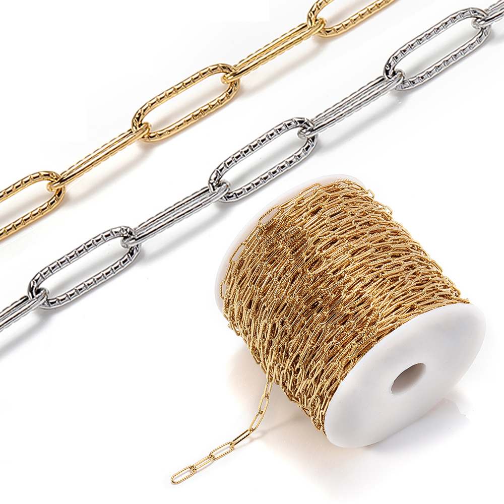1meter Gold Necklace Chains Stainless Steel Chain 4x12mm Cross Link Gold Chain Accessories Bracelet Chain for Jewelry Making DIY