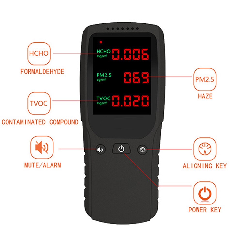 Gas Analyzer Air Monitor Digital Tube Screen Display PM2.5 HCHO TVOC Multifunction Meter Air Home Detect Tool