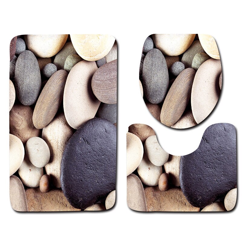 3D beach toilet cover anti slip mat bathroom carpet toilet seat bathroom carpet bathroom decoration accessories 3 pieces: 07 / 80x50cm