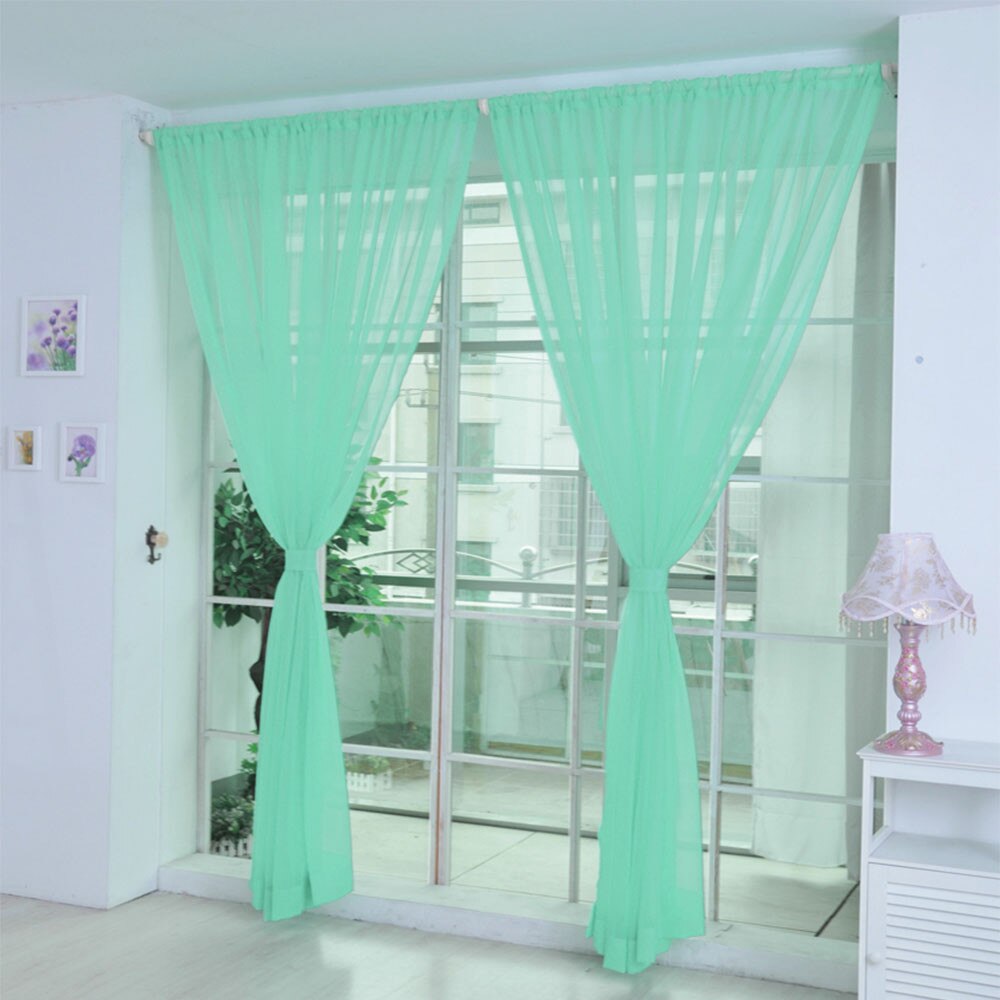 1 Pcs Pure Kleur Tulle Deur Gordijn Drape Panel Sheer Sjaal Valletjes Moderne Voile 200Cm X 100Cm: G
